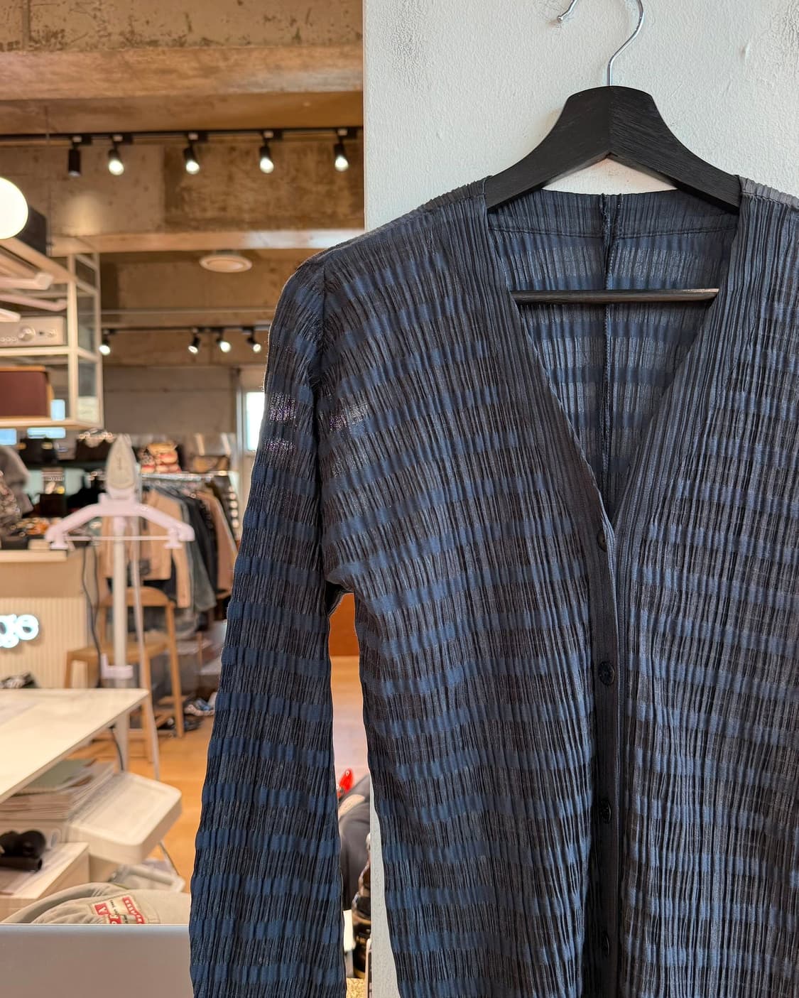 플리츠 플리즈 네이비 스트라이프 링컬 자켓  상품이미지4