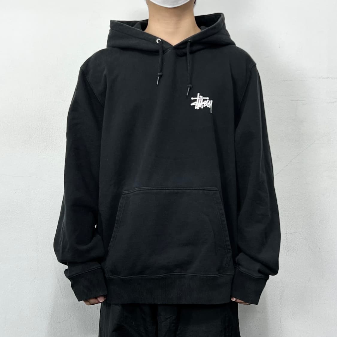 스투시 베이직 스탁로고 오버사이즈 후디 블랙 상품이미지3