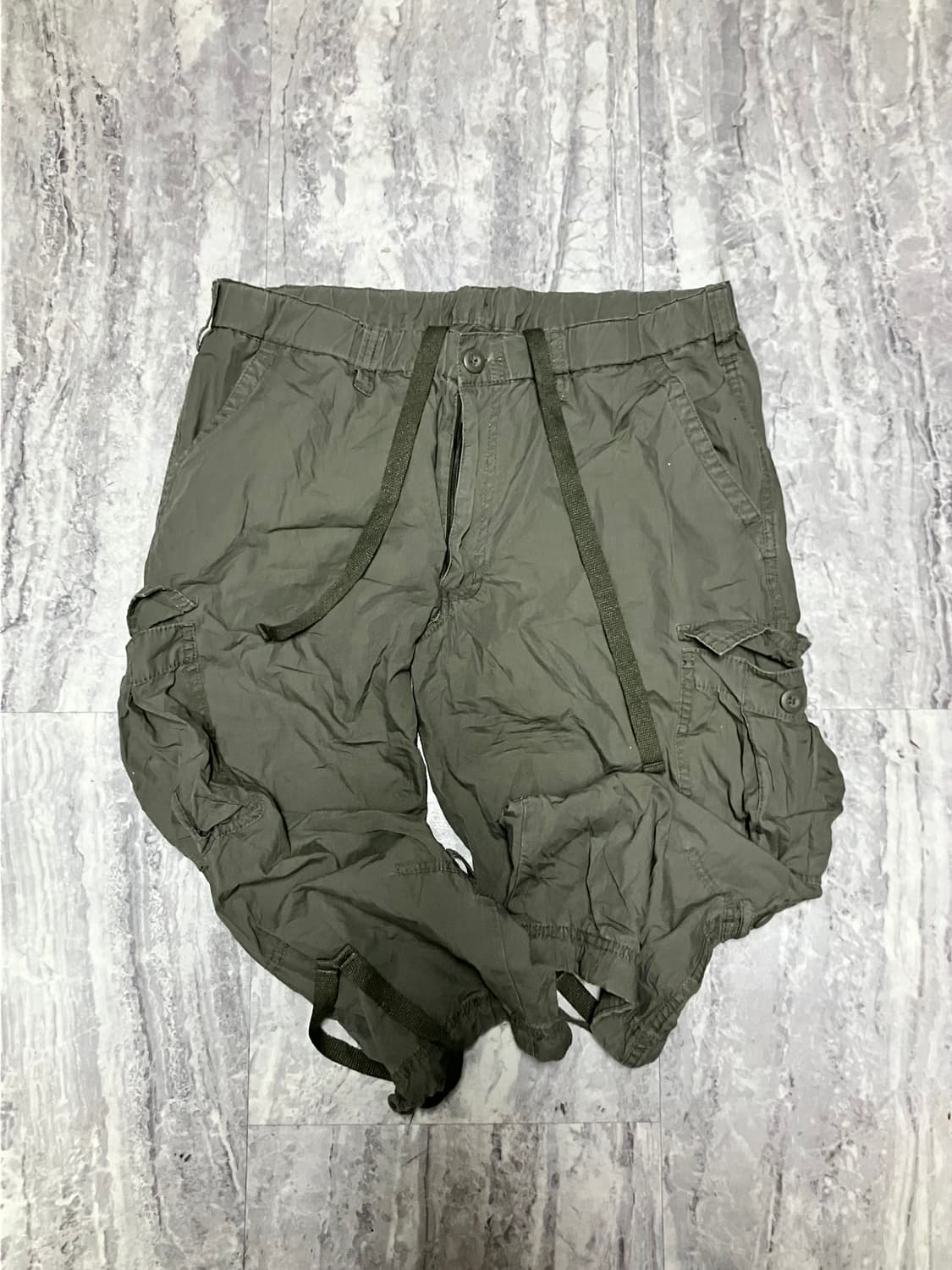 일본빈티지 올드스쿨너드남모리 밀리터리카고 버뮤다팬츠 카키 상품이미지2
