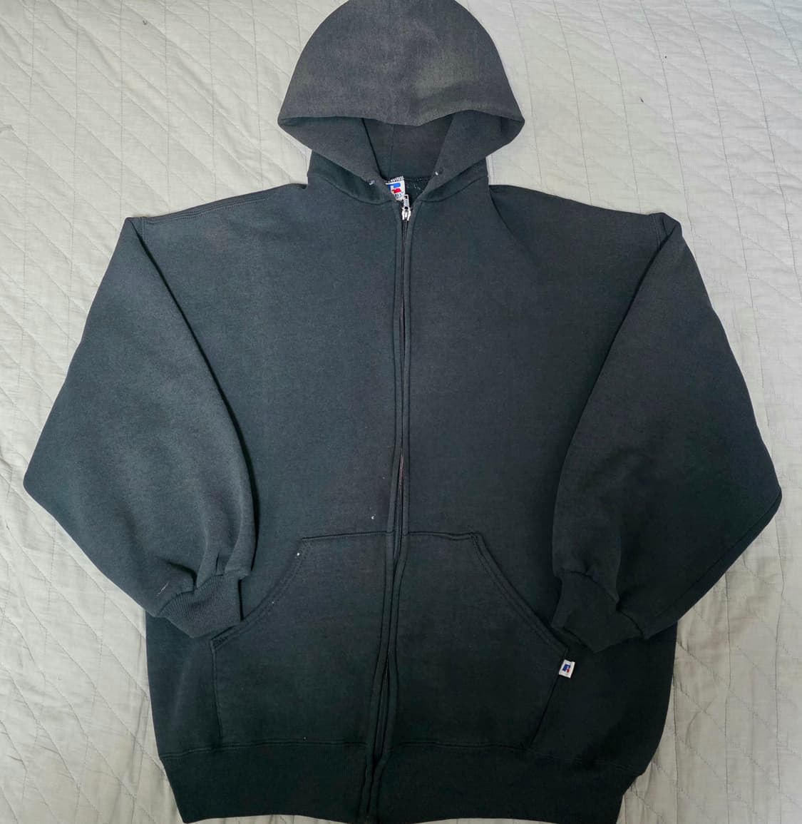 [XL] 90s 빈티지 러셀 애슬레틱 후드집업 블랙 ver. 하드페이드 상품이미지1