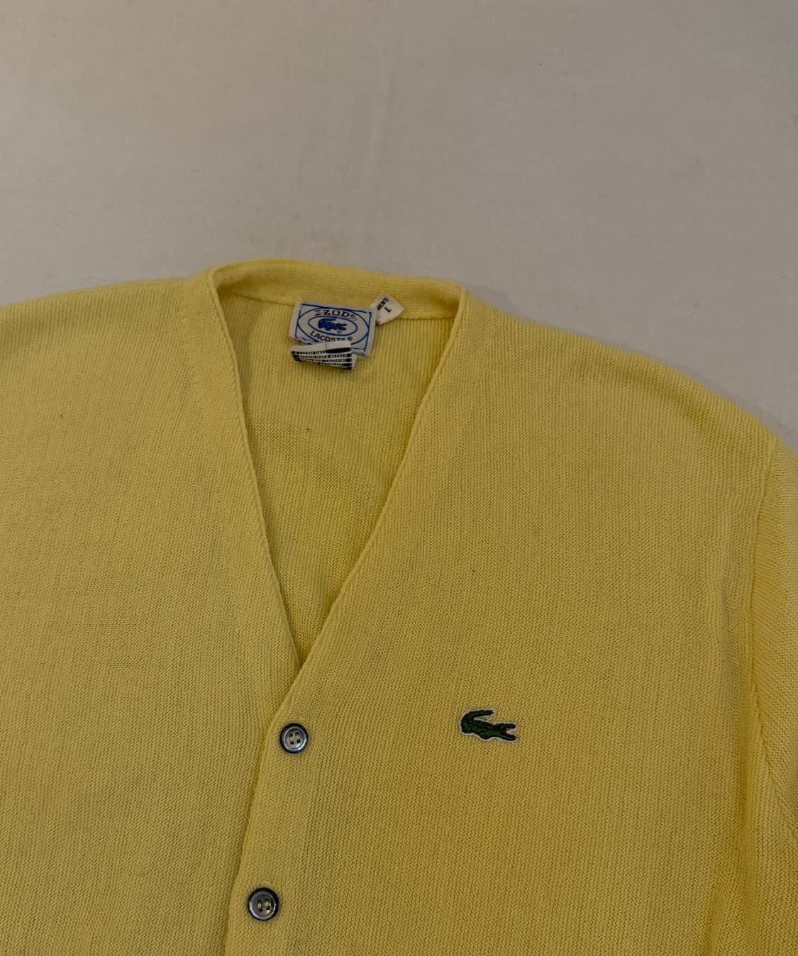 70s IZOD 라코스테 아카이브 레몬 옐로우 아크릴 가디건 상품이미지2
