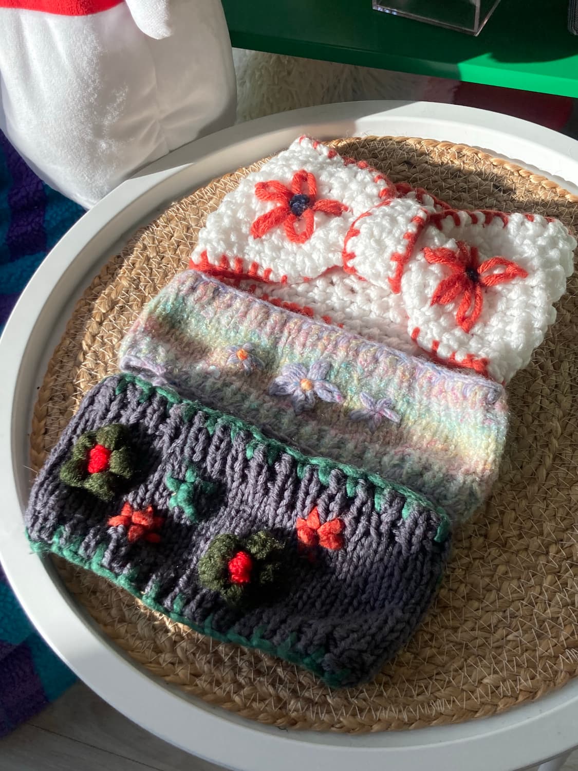 핸드메이드 니트 뜨개짜임 하구미 모리걸 히피 헤어밴드 반다나 상품이미지1