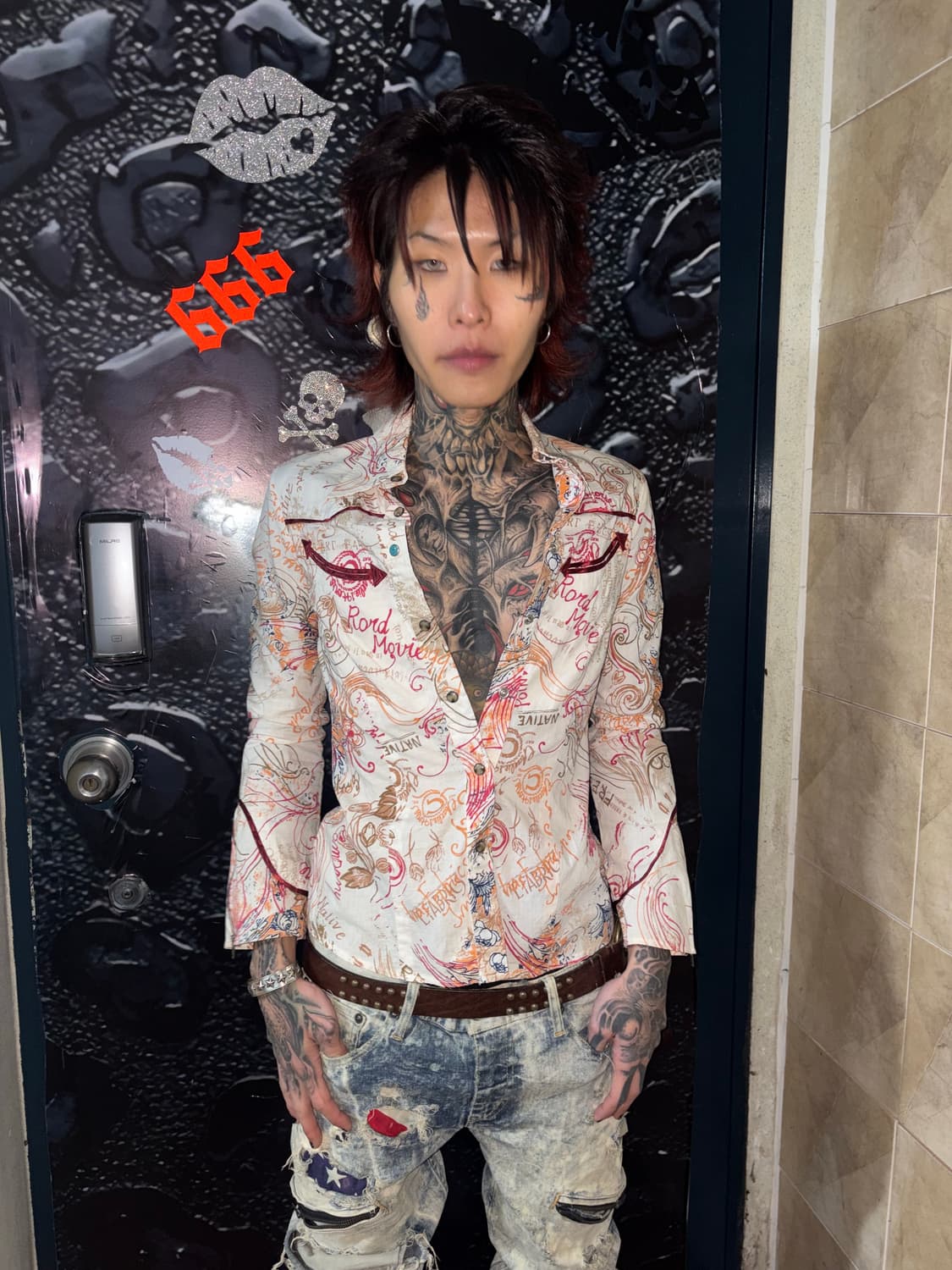 Western Scroll Print Shirt 상품이미지2