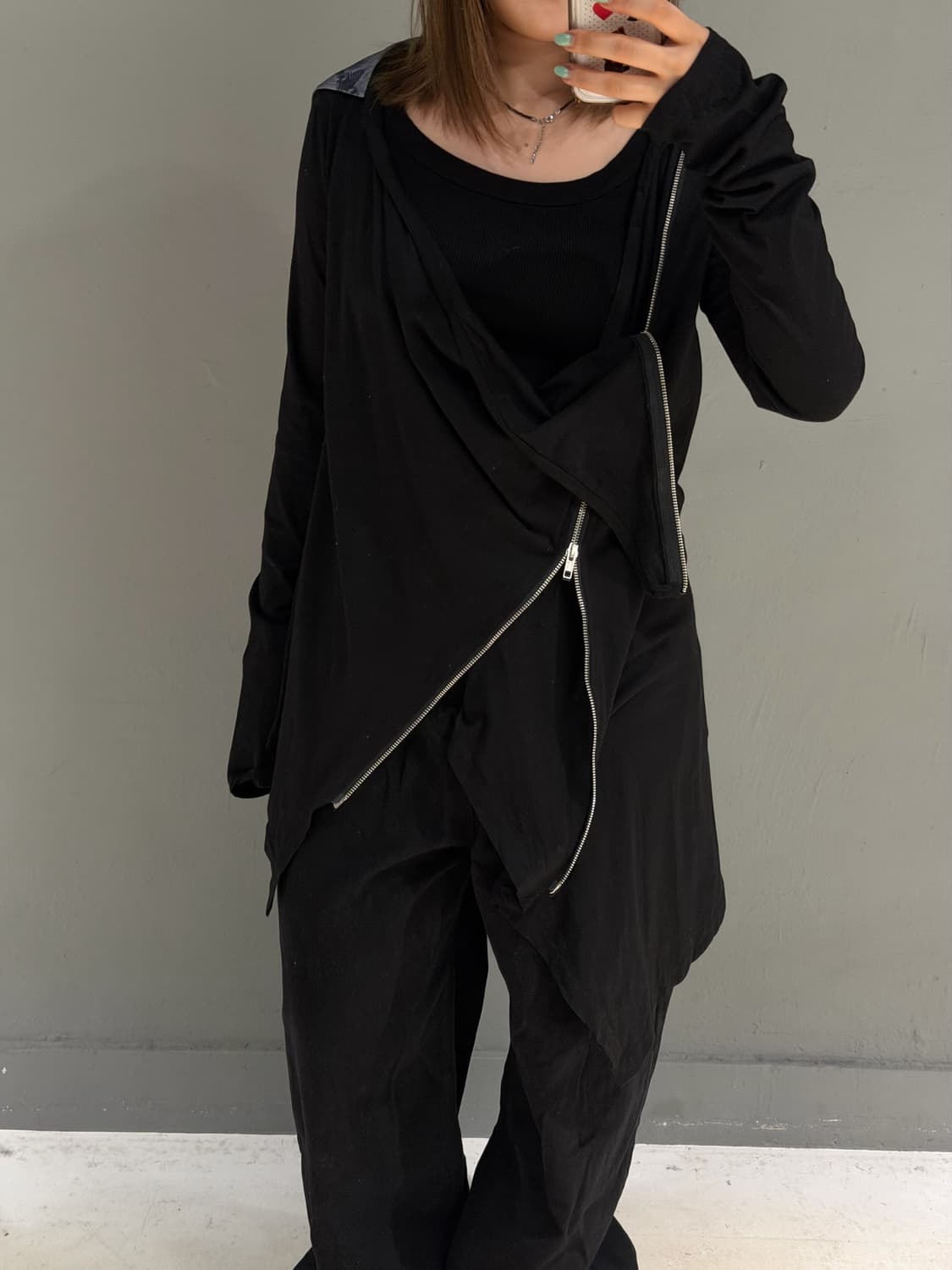 Archive side zipper drape hood zip-up  상품이미지5