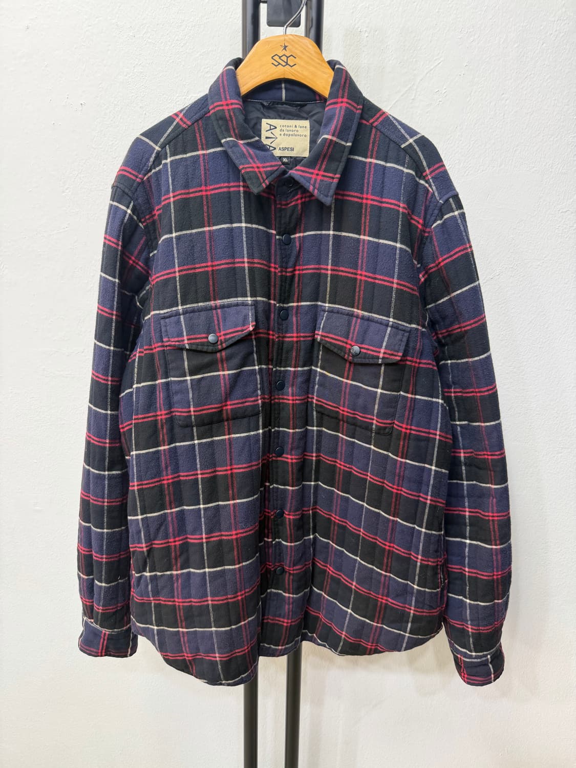 정품) ASPESI 아스페시 남성 체크 퀼팅 셔츠형 자켓 XL  상품이미지1