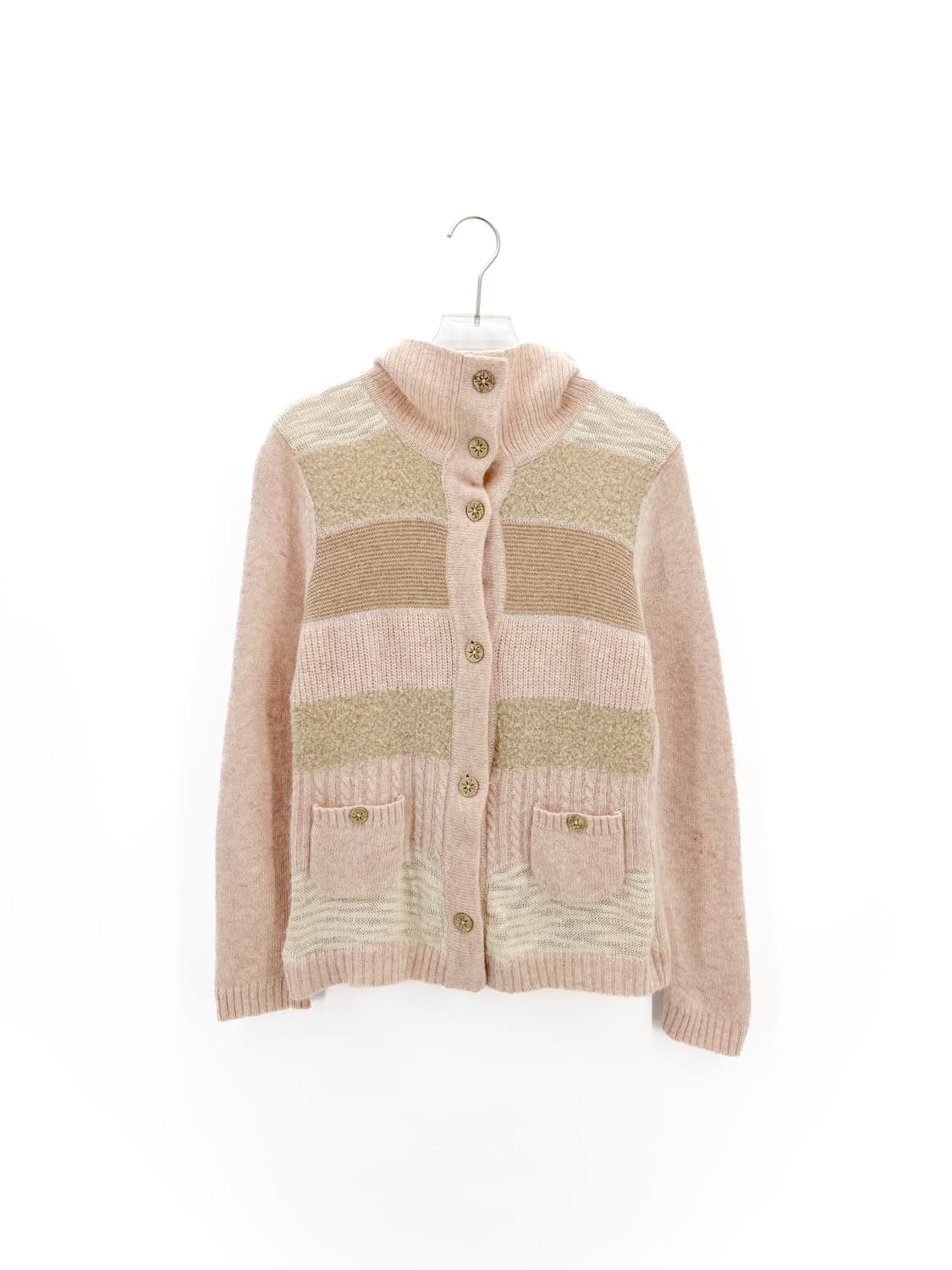 빈티지 파스텔 핑크 울&앙고라 니트 가디건 상품이미지4