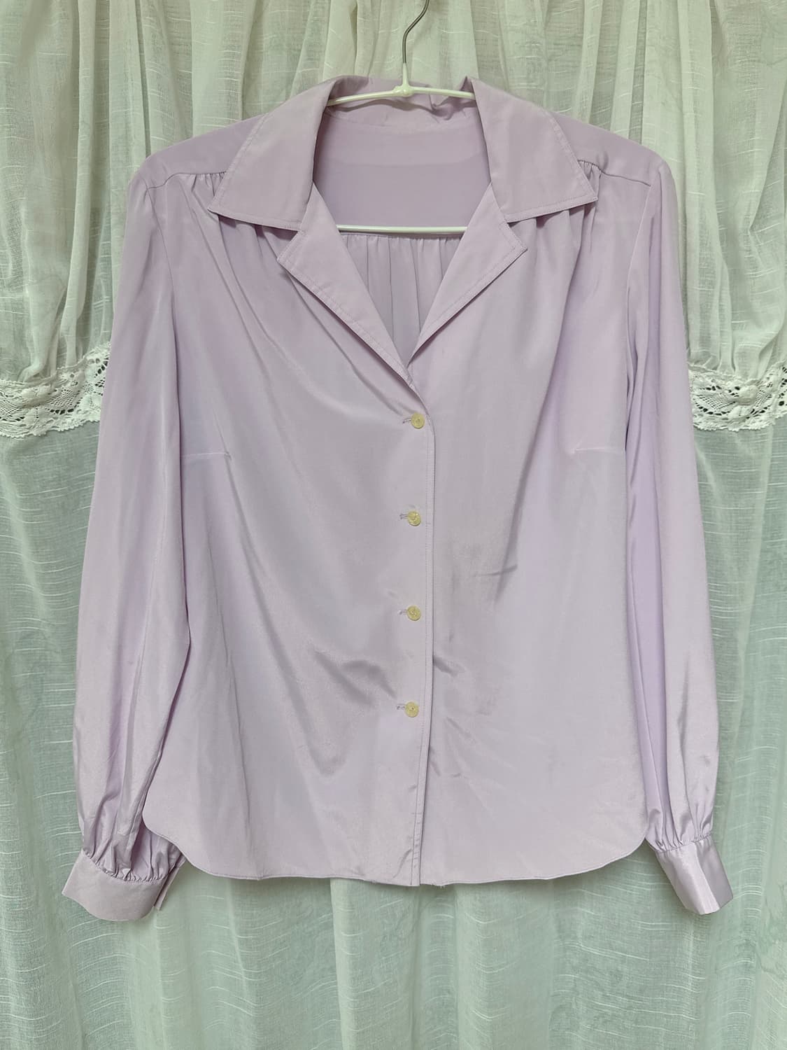 Oree 오르에 빈티지 라벤더 브이넥 셔츠 블라우스 vintage 상품이미지1