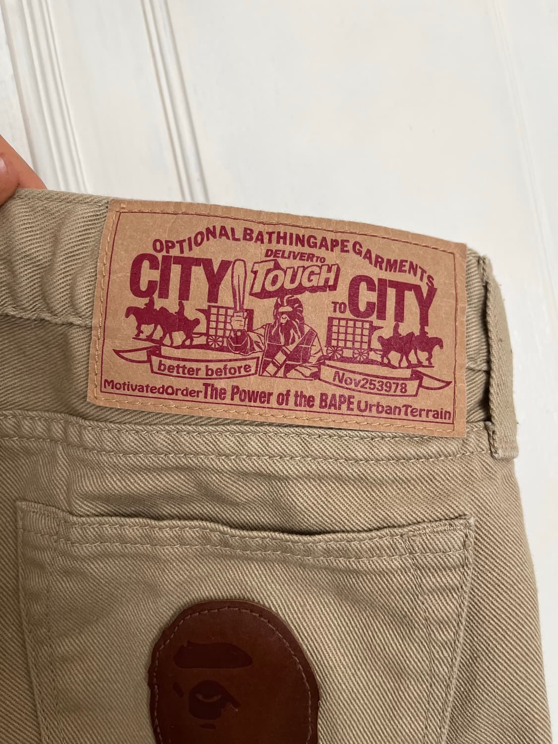 BAPE 베이프 베이지색 코튼 반바지 핫팬츠 상품이미지4