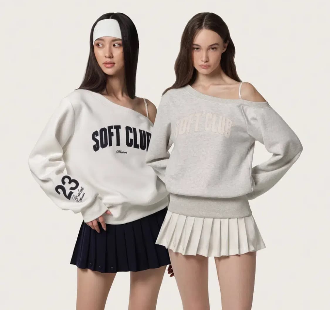 클리시어 25 소프트 라인 원숄더 맨투맨 세트 상품이미지1