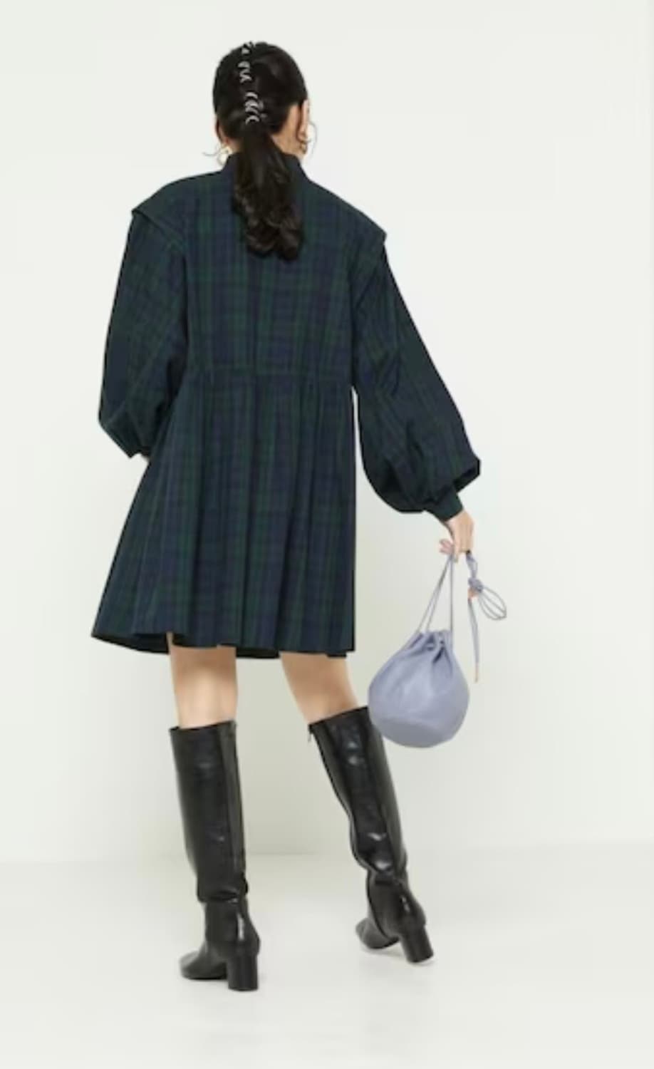 프릭스스토어 벌룬 슬리브 플레어 체크 미니 원피스 - [택/가방 포함] 상품이미지10