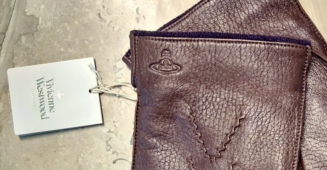 비비안웨스트우드 남성용 V 스티치 가죽 장갑 브라운 (새상품) 상품이미지6