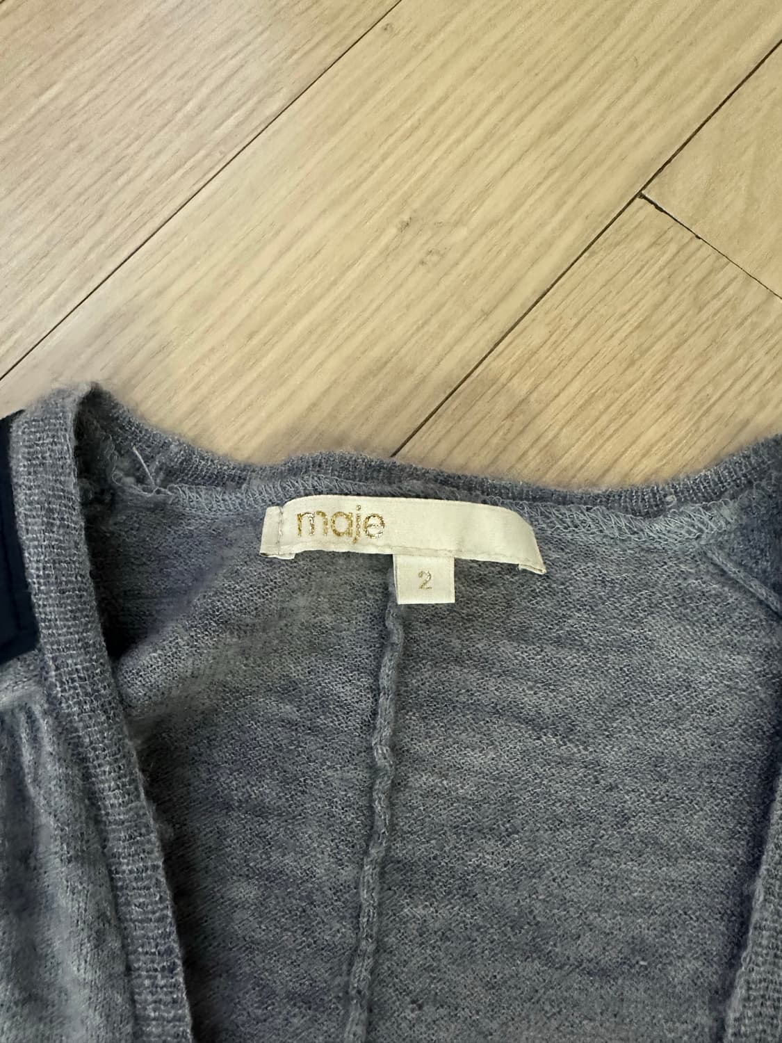 maje 마쥬 캐시미어 100 가디건 니트 가죽 디테일 상품이미지2