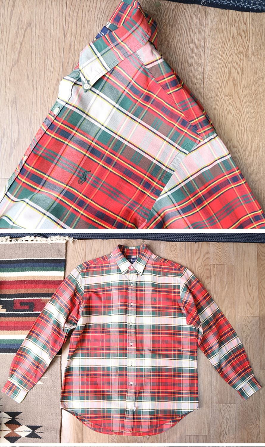 90S polo 폴로 랄프로렌 코튼100% 빈티지 체크남방 상품이미지2