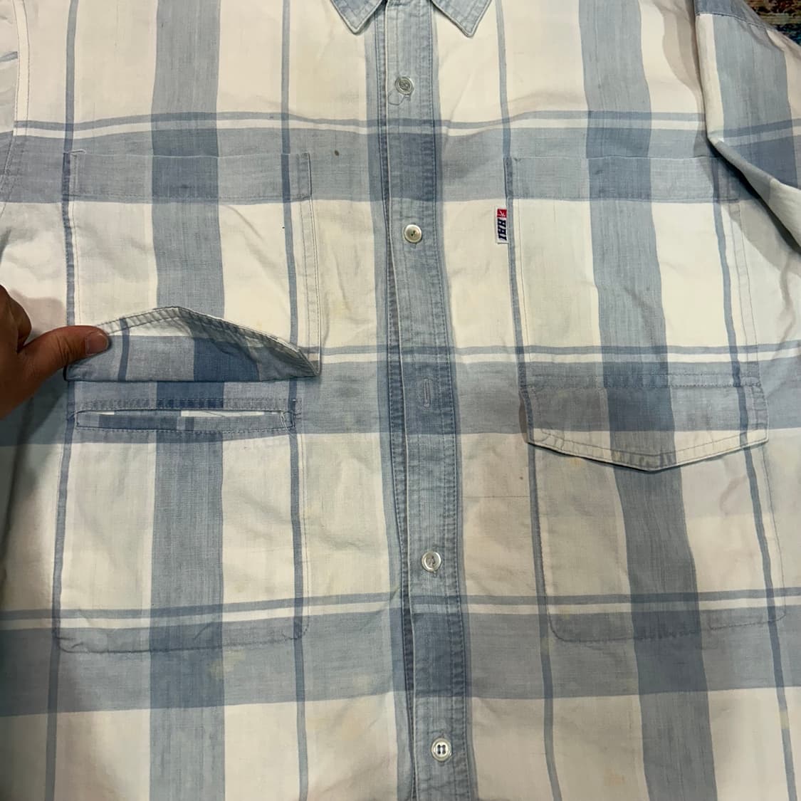 [L]  80s 이세이미야케 하이 스포팅기어 포켓 체크셔츠 상품이미지8