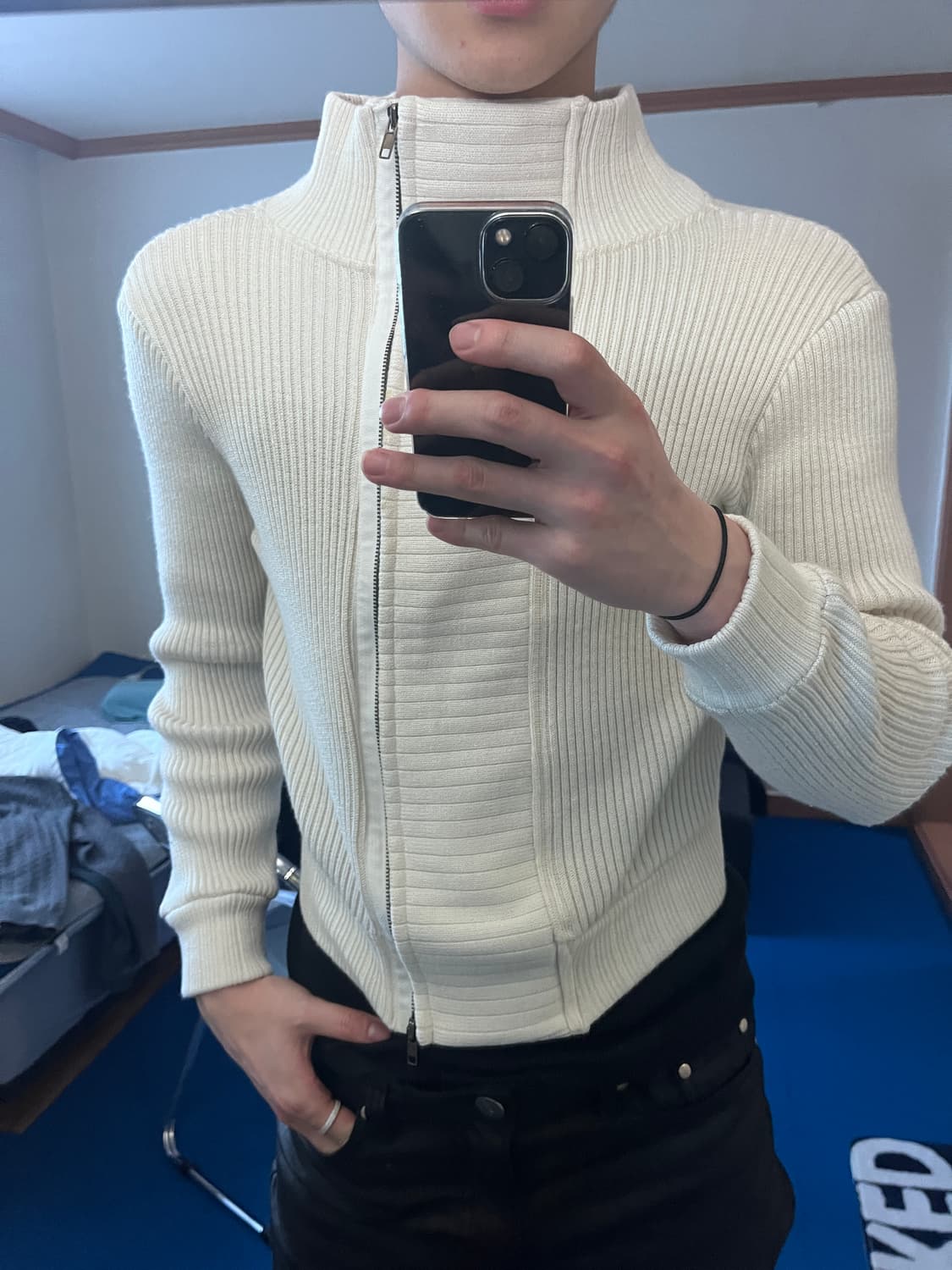 빈티지 비대칭 하이넥 자켓 상품이미지3