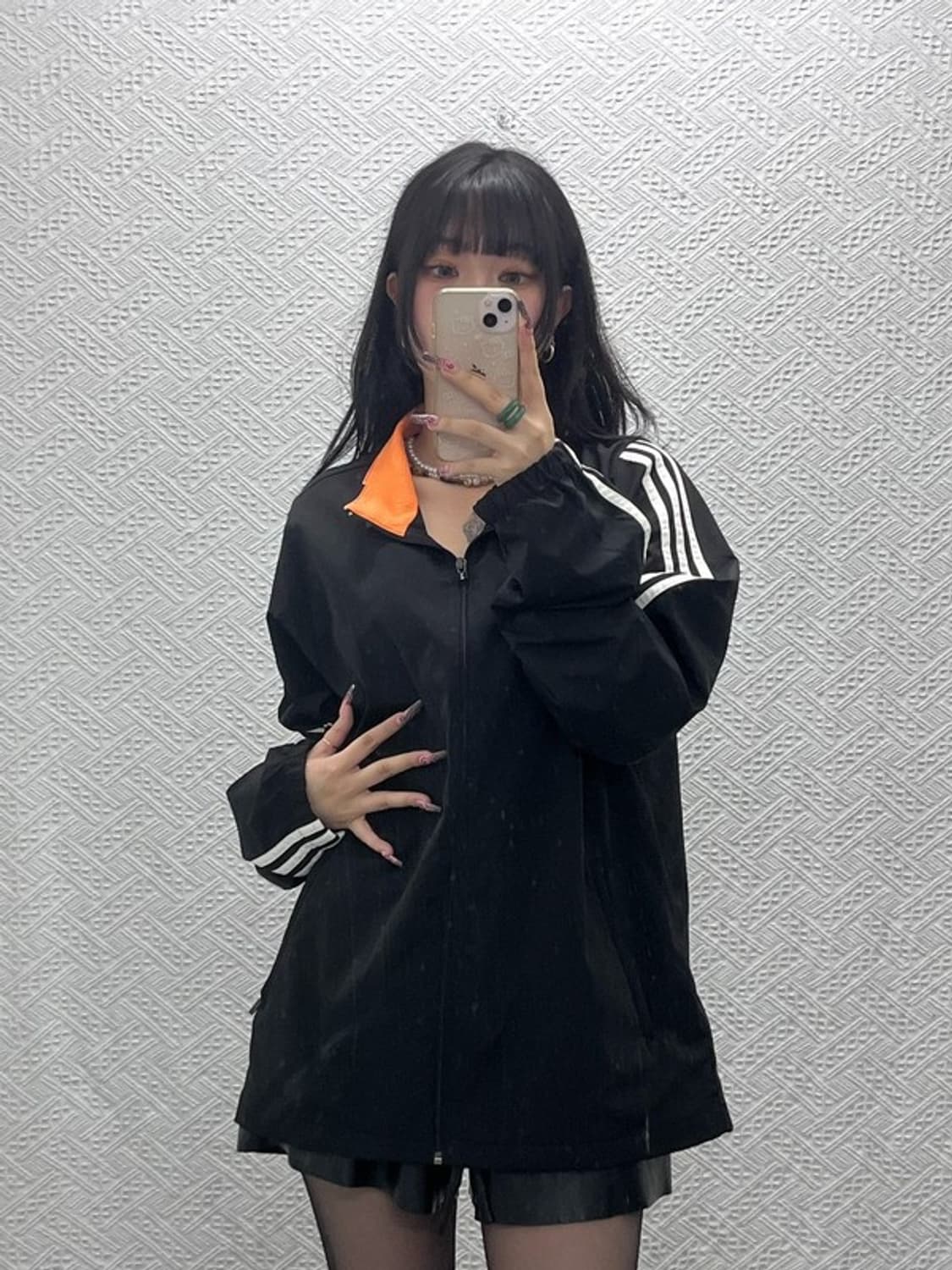 아디다스 올드스쿨 레트로 00s 오렌지 바람막이 자켓 110 C12034 상품이미지1
