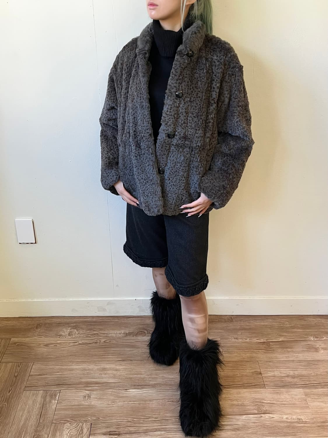 Anhydre 리버시블 래빗 퍼 자켓 상품이미지8