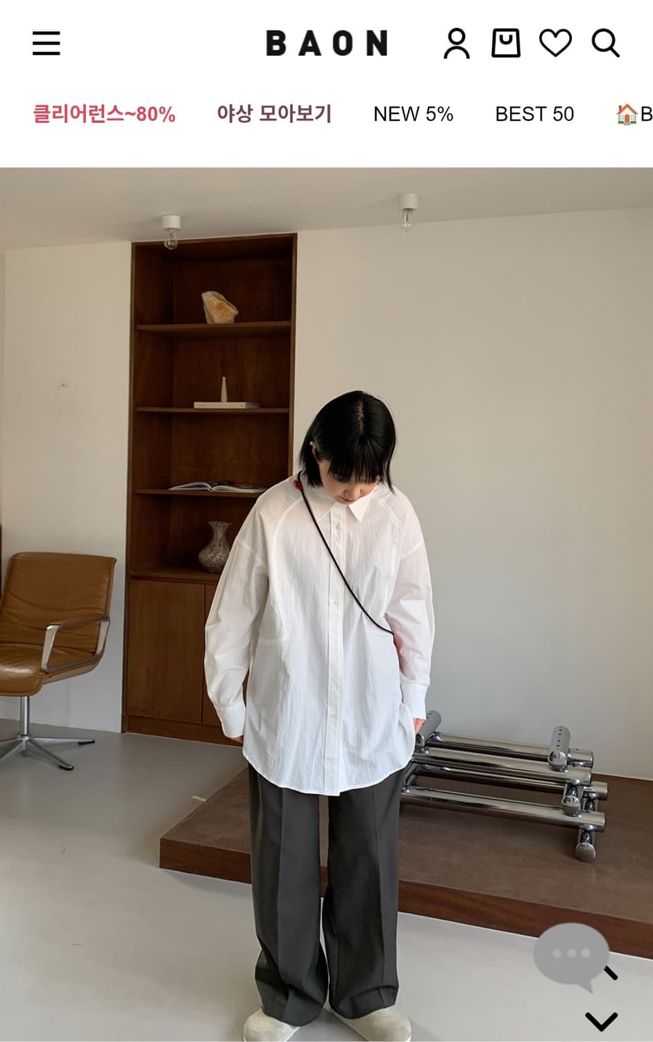 BAON 세미 핀턱 슬랙스 카키그레이 S 상품이미지2