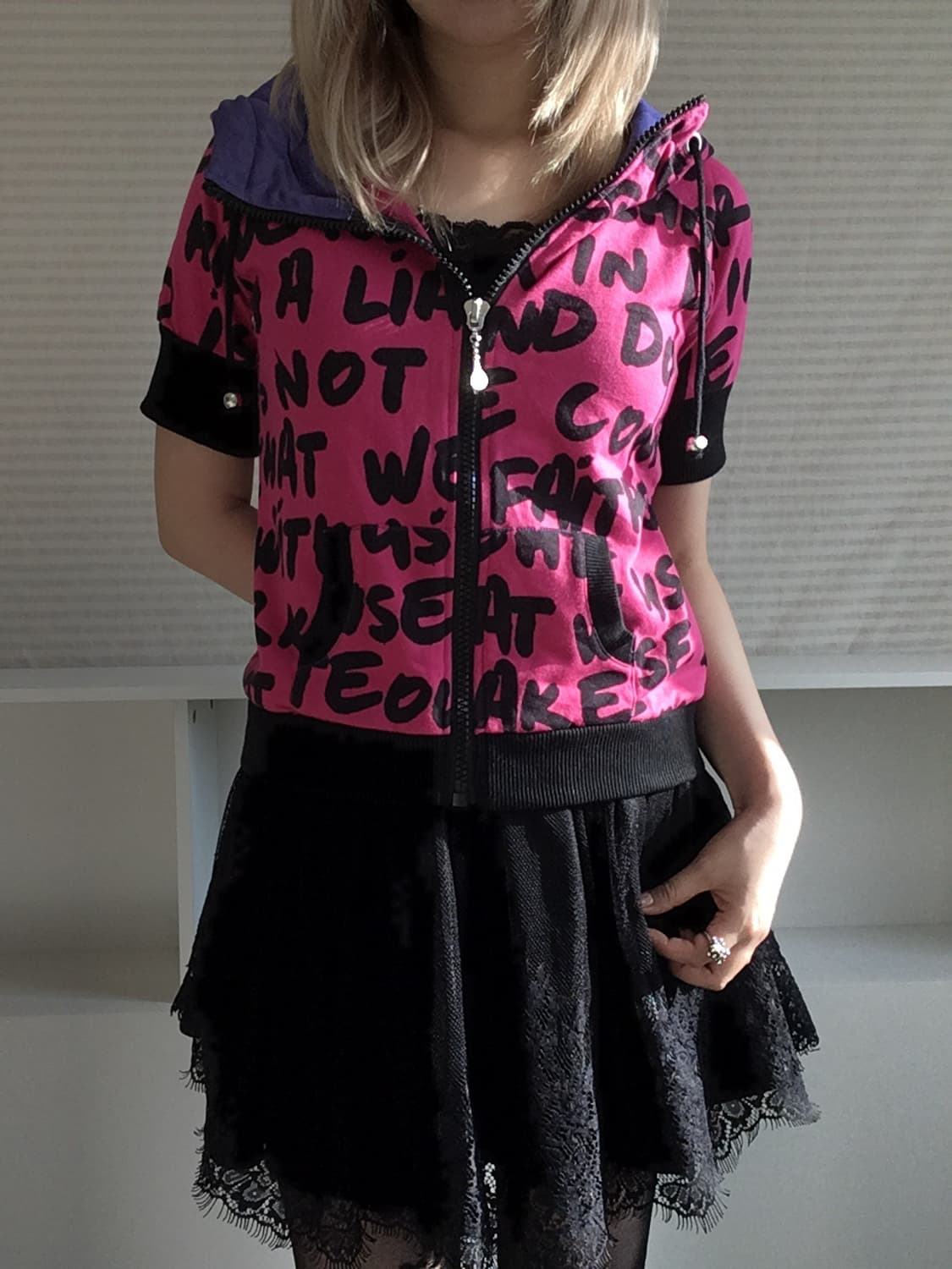 jpn vintage gyaru punk hood half zip-up 상품이미지5
