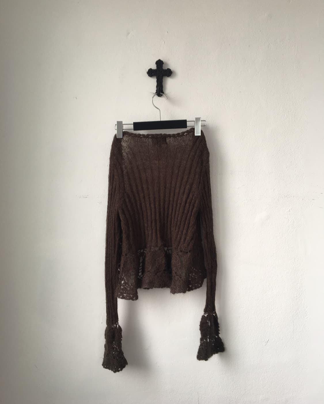 Punching point woolen knit open cardigan 상품이미지4