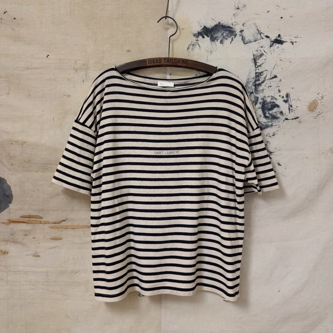 생로랑 로고 자수 프렌치 마린 스트라이프 티셔츠 상품이미지2