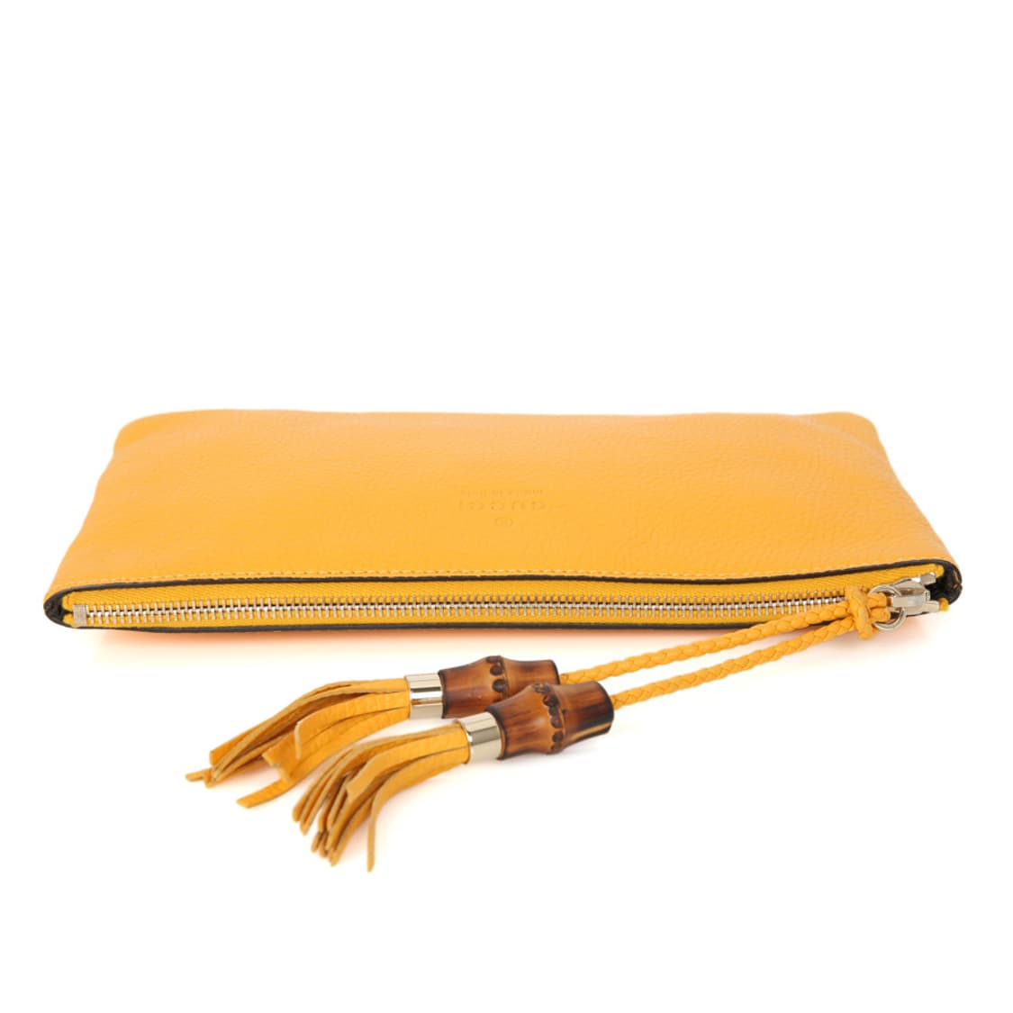 구찌 뱀부 테슬 클러치 지퍼 파우치 376854 옐로우 상품이미지5