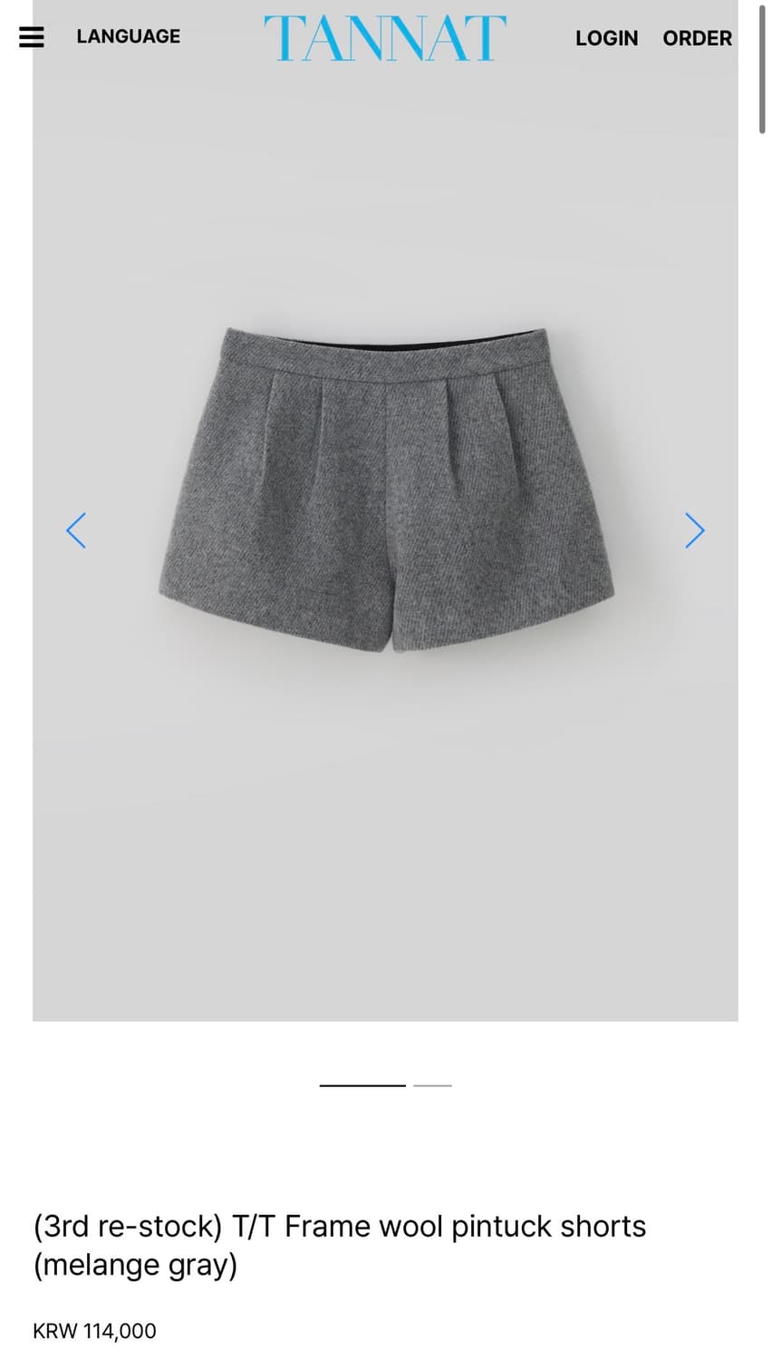  타낫 울 핀턱 숏츠 T/T Frame wool pintuck short 상품이미지1