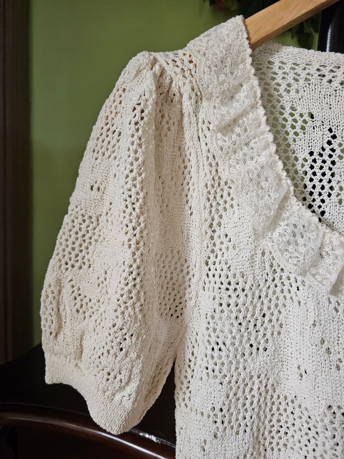 자라 레이스배색 퍼프소매니트 상품이미지2