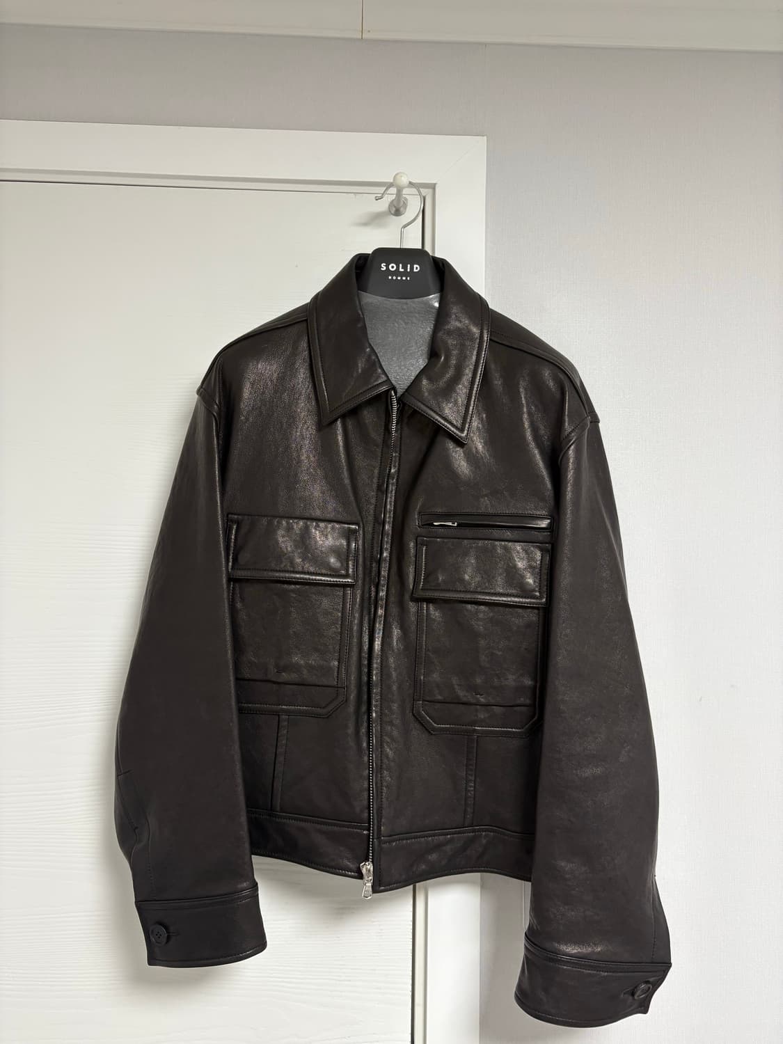 [50] 22FW 솔리드옴므 램스킨 레더 자켓 상품이미지2
