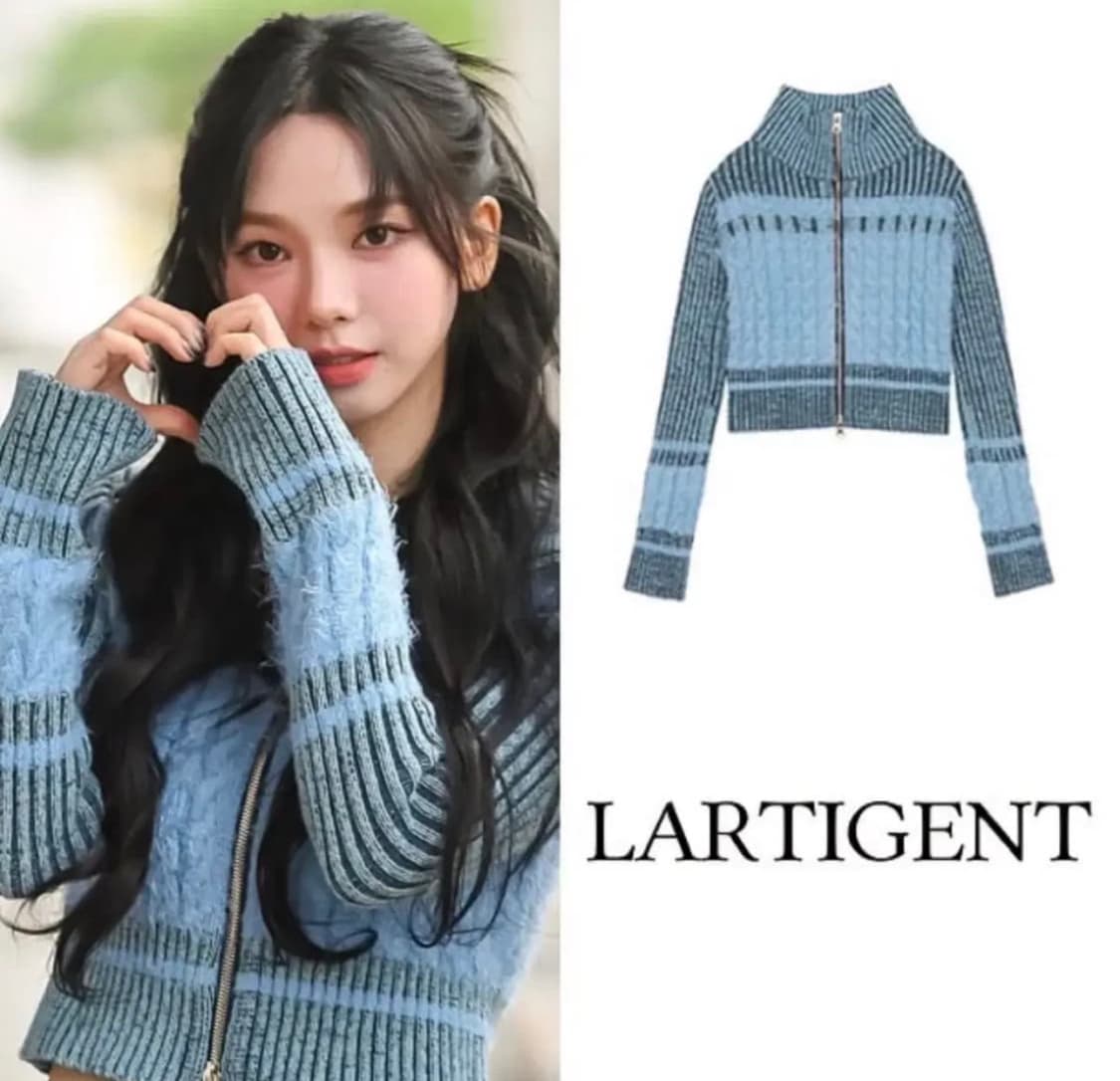 라티젠 카리나 착용 크롭 니트 집업 상품이미지2