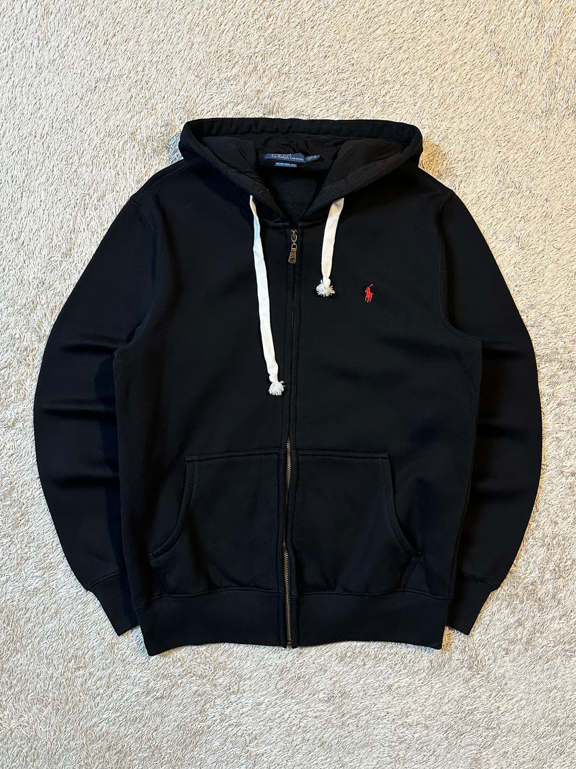 폴로 랄프로렌 커스텀핏 레드포니 기모 후드집업 블랙 상품이미지1