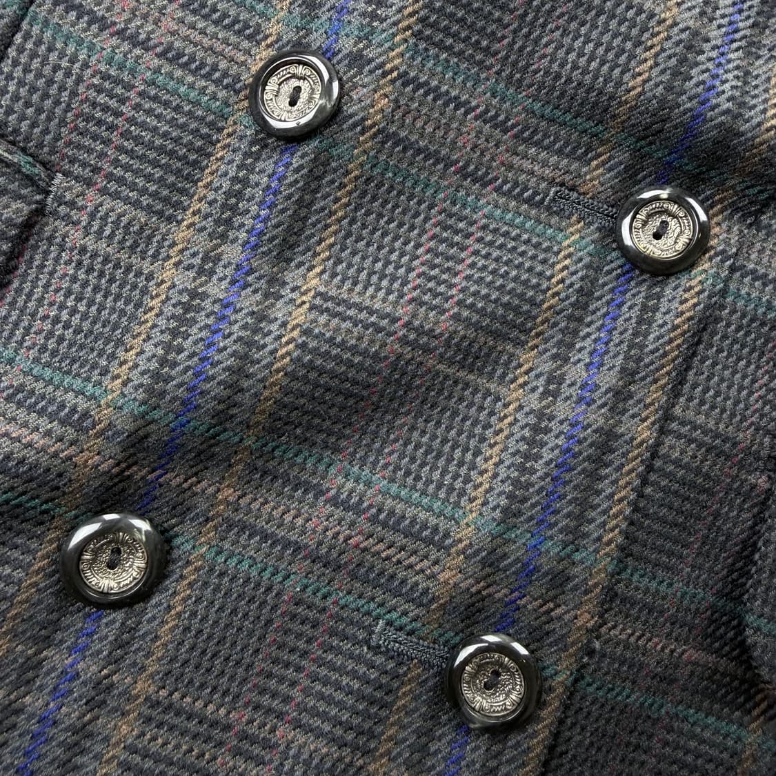 90s 버버리 더블 블레스트 체크 자켓 상품이미지5