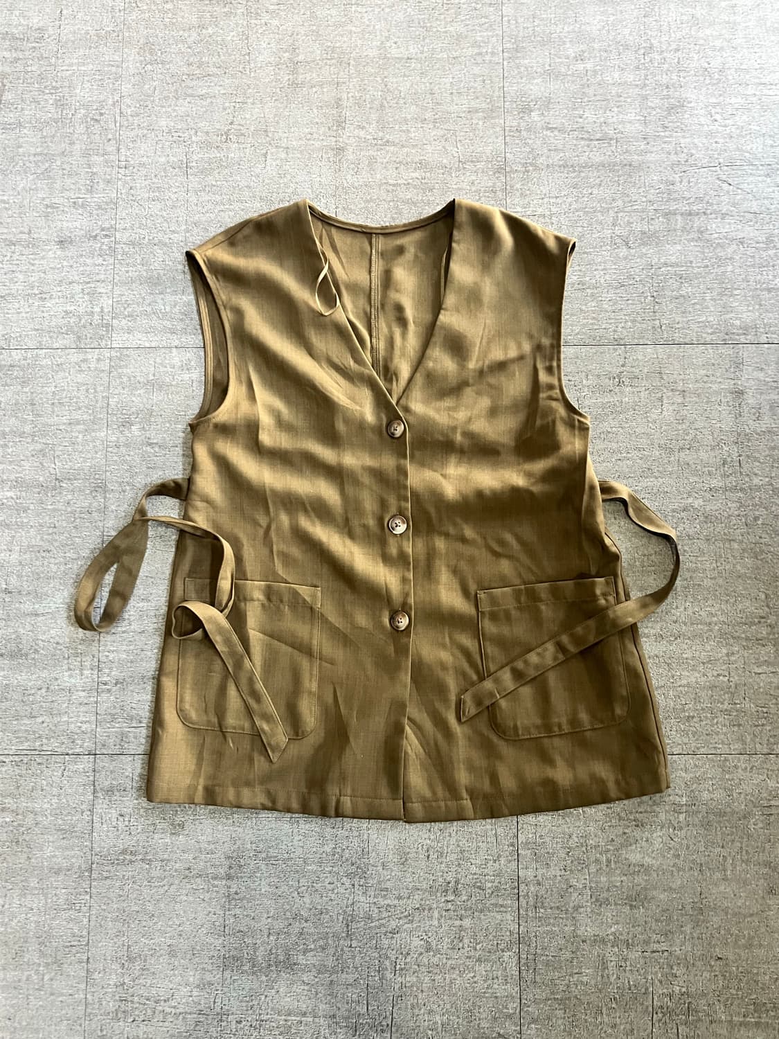 일본빈티지 Gu 하구미모리걸 너드남시골남 투포켓 베스트조끼 카키브라운 상품이미지1