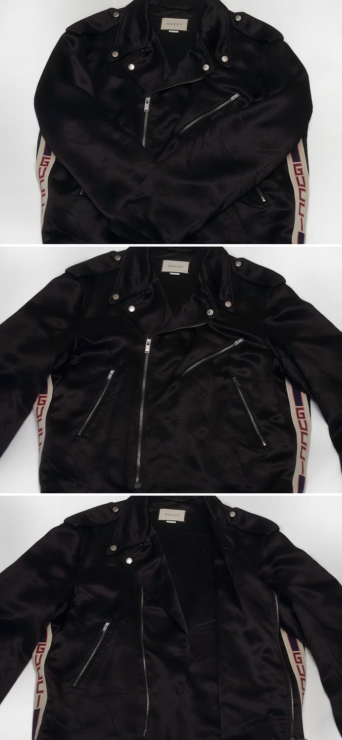 구찌 (GUCCI) 사이드 띠로고 블랙 실크 라이더 자켓 (48 / 10 상품이미지6