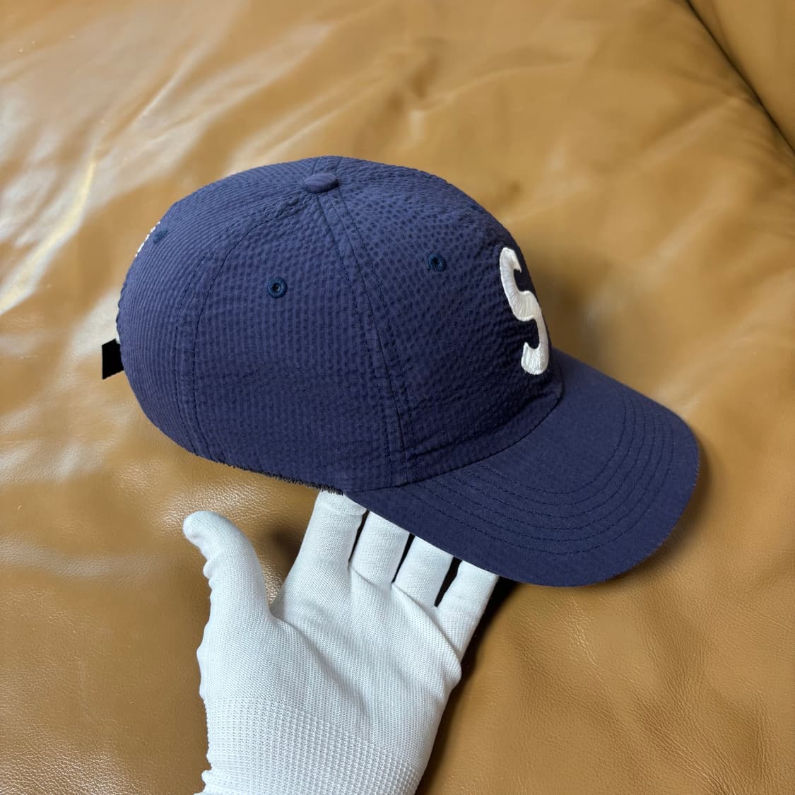 슈프림 S로고 6패널 볼캡 모자 24ss 시어서커 네이비 상품이미지5