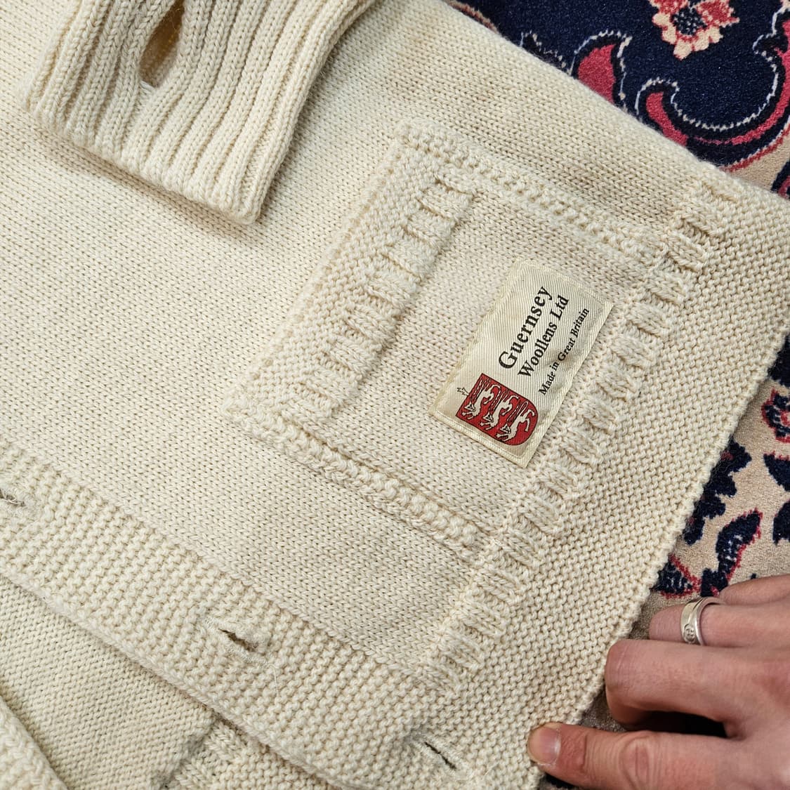 건지울른스 in 영국 양모 피셔맨 버튼 가디건 40size 상품이미지7