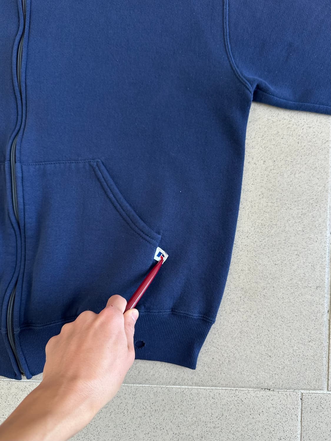 90s 빈티지 러셀 후드집업 네이비 L USA 상품이미지3