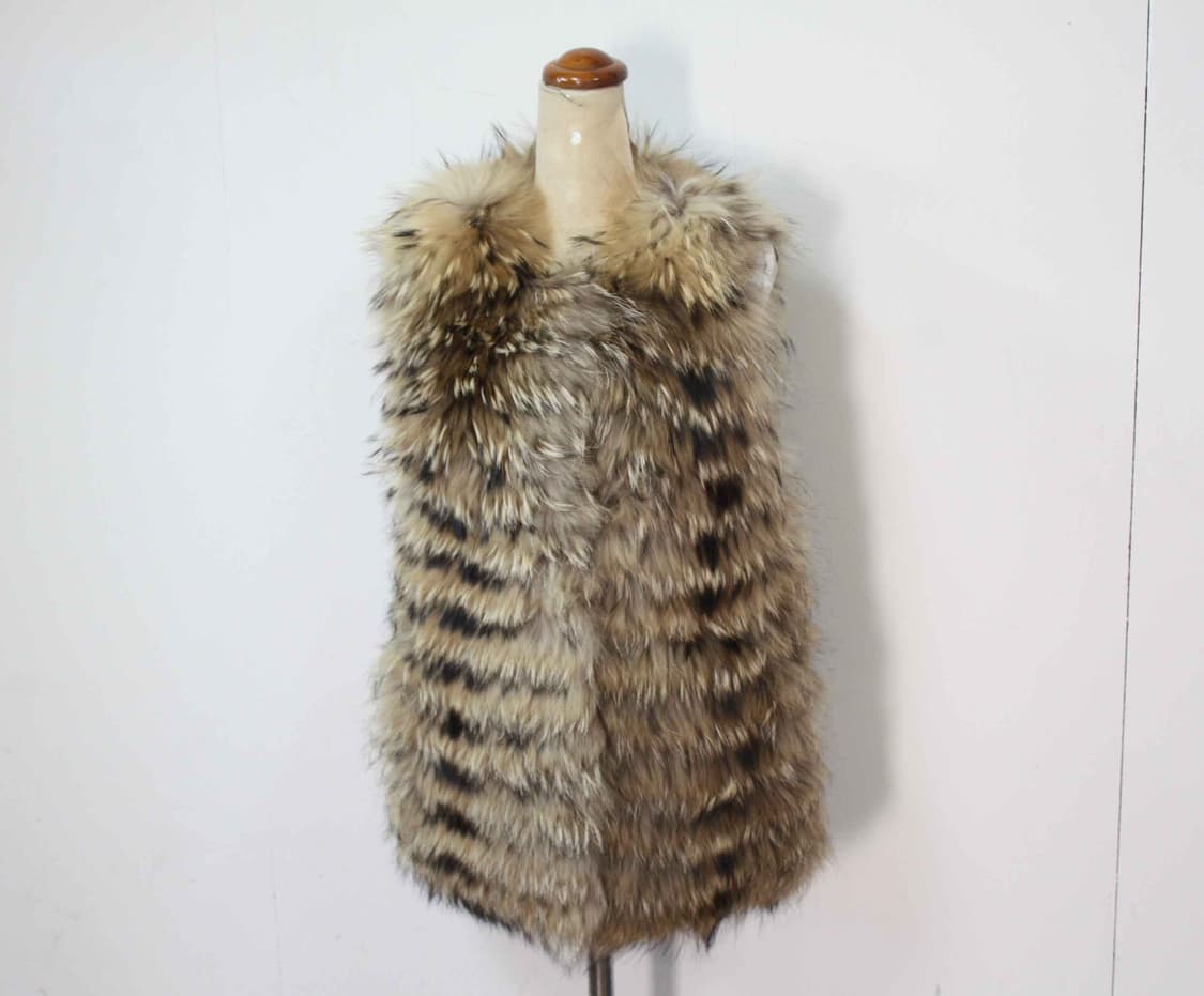 W-3450/마쥬 매장판 여성용 돈피 라쿤털 조끼 85 상품이미지1