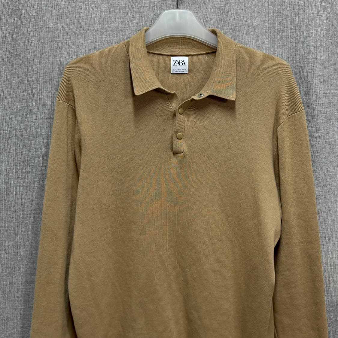 [L/105] ZARA 남성 자라 여름 코튼 긴팔 카라 니트 상품이미지3