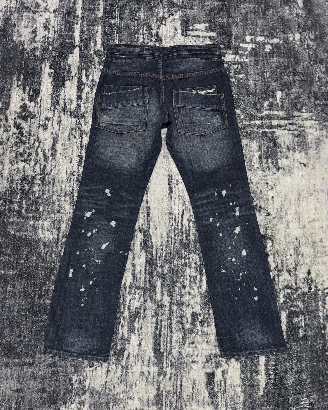 {UNKNOWN} Paint Splatter Zip Belt Denim  상품이미지2