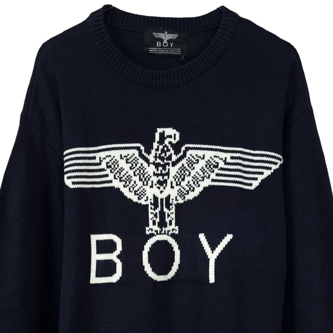 [보이런던](새상품)빅로고 쟈카드 오버사이즈 니트 블랙 M19537 상품이미지4