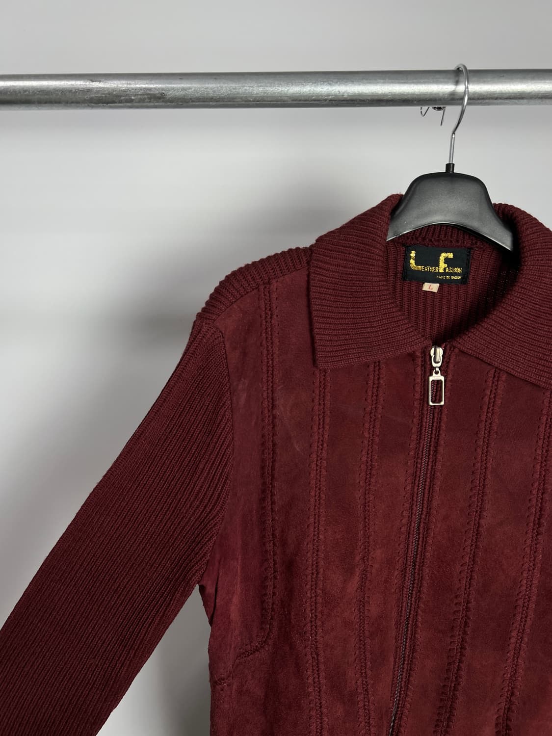 빈티지 돈피 레더 + 니트 집업 상품이미지4