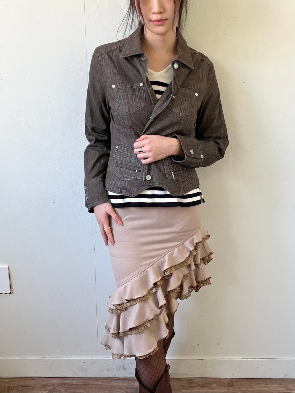 vie orne 브라운 데님 자켓  상품이미지7