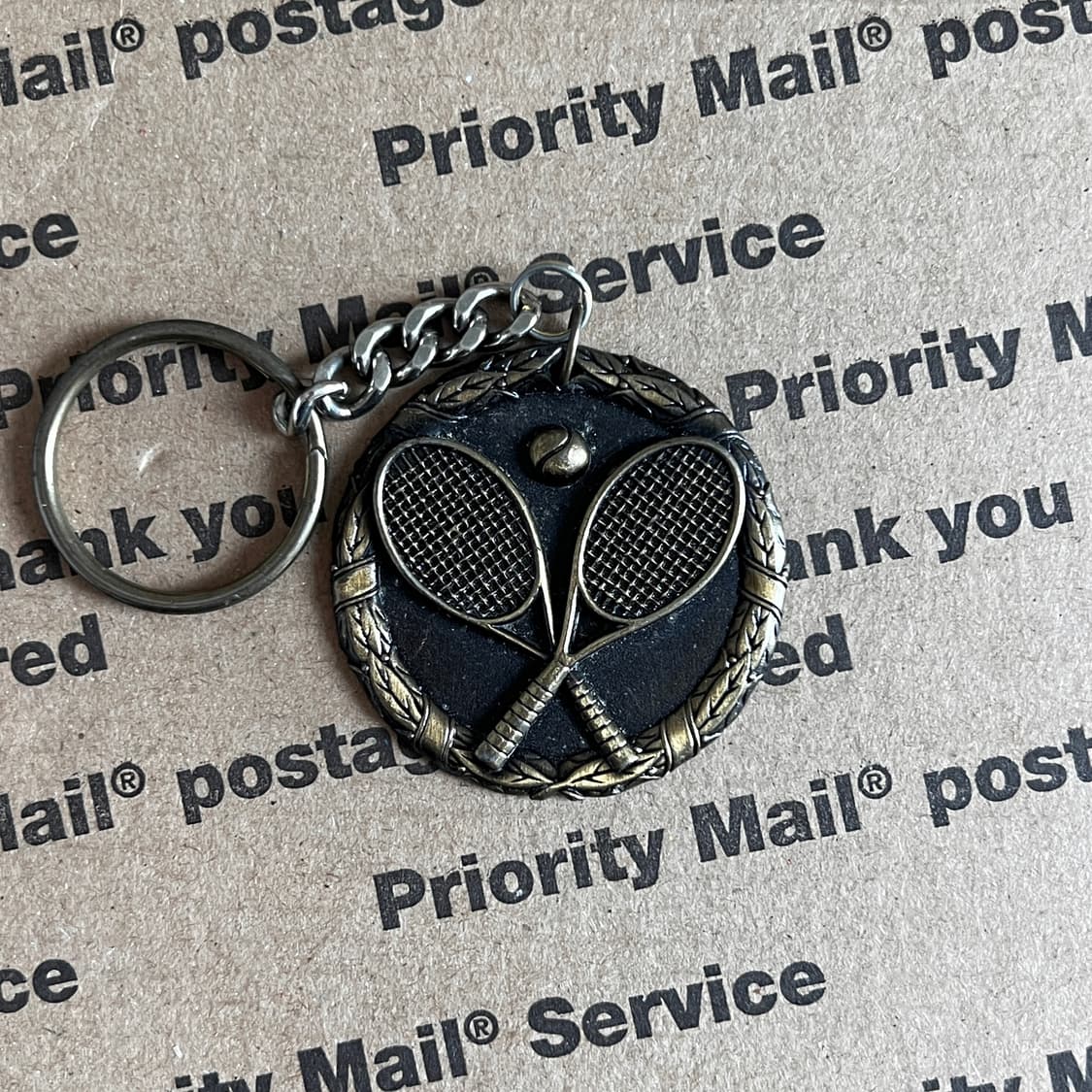 90s vtg Tennis Racket Medal Keyring 상품이미지1