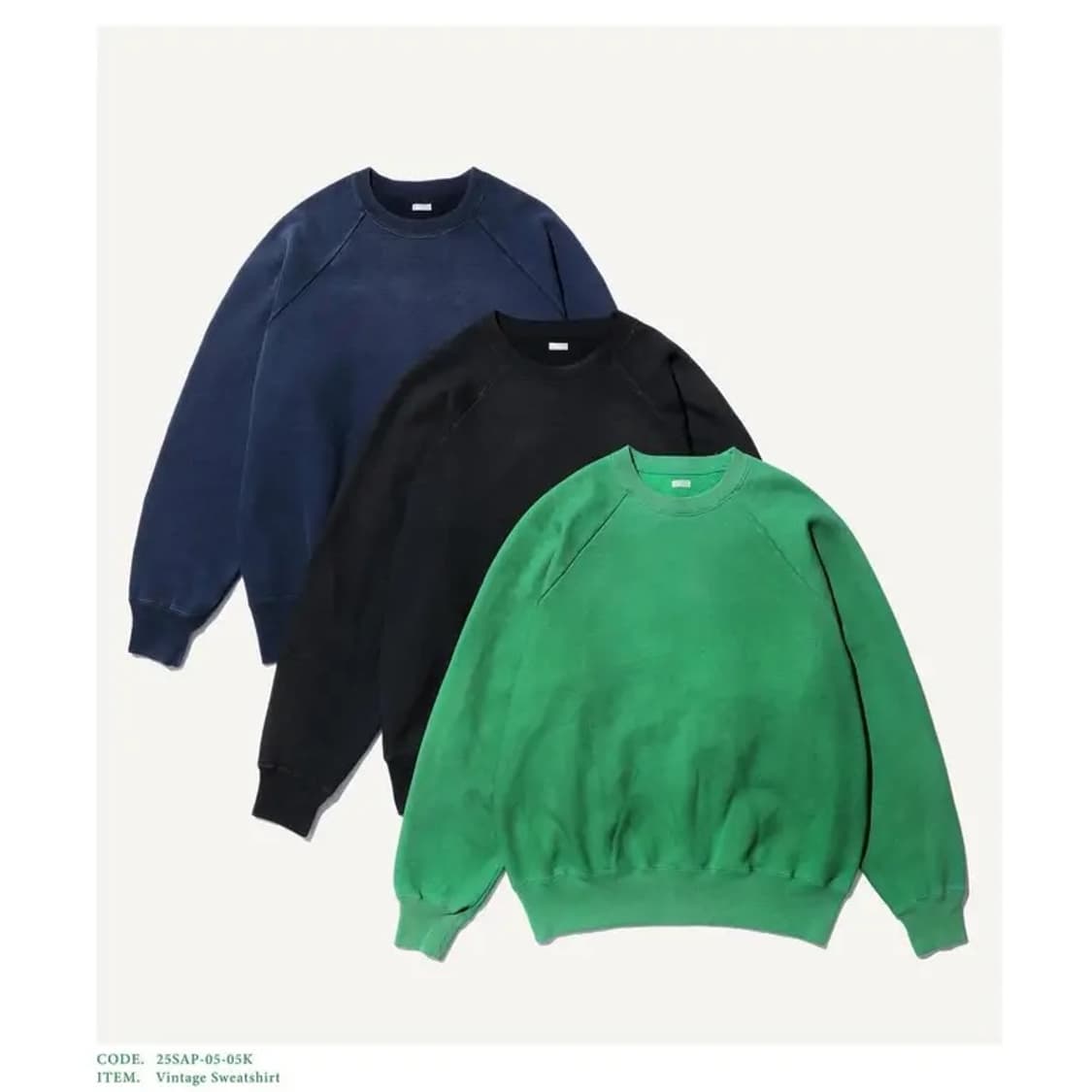 아프레쎄 빈티지 스웻셔츠 그린 25SAP-05-05K 상품이미지1