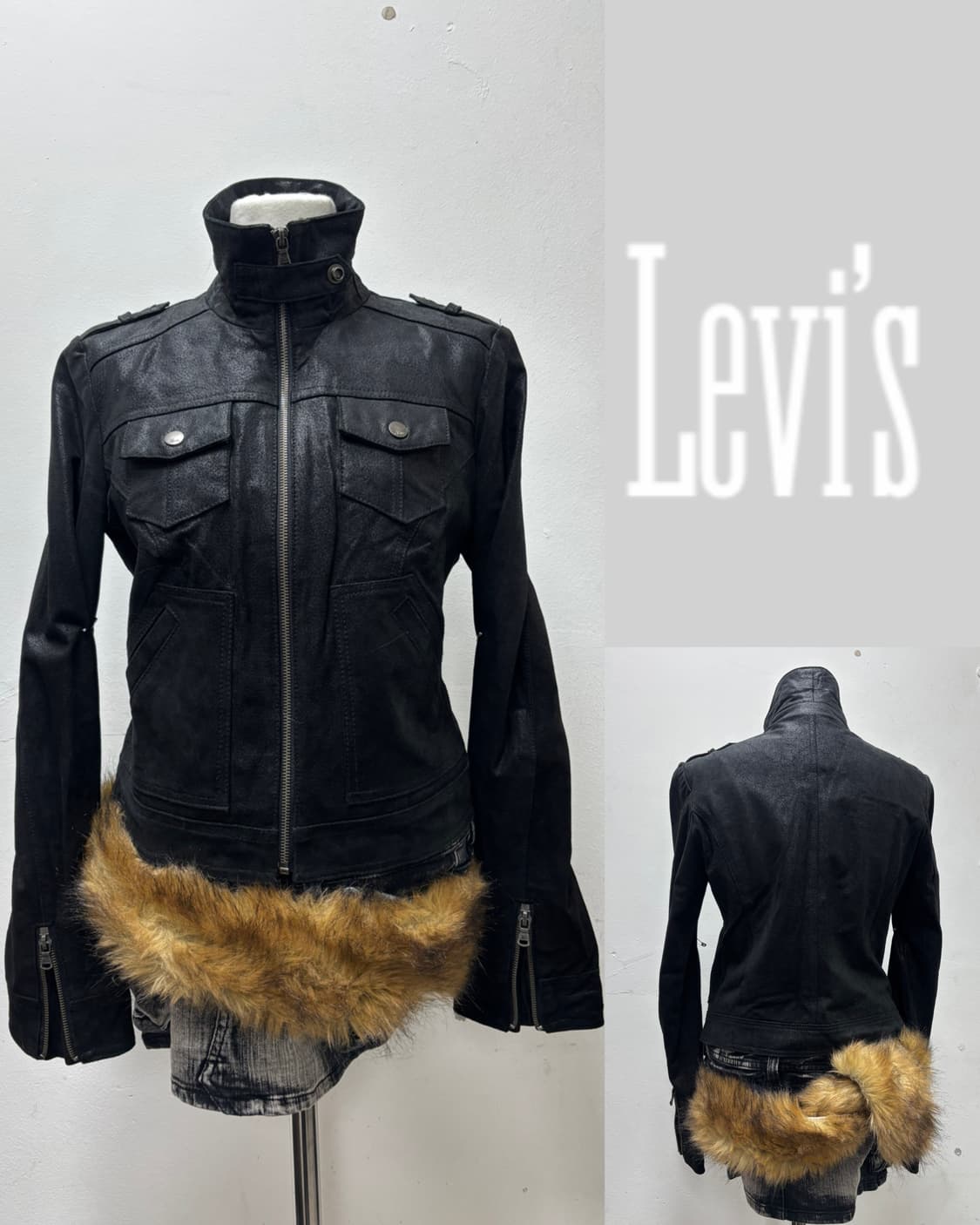 Y2K Genuine Leather Black High Neck Buck 상품이미지1