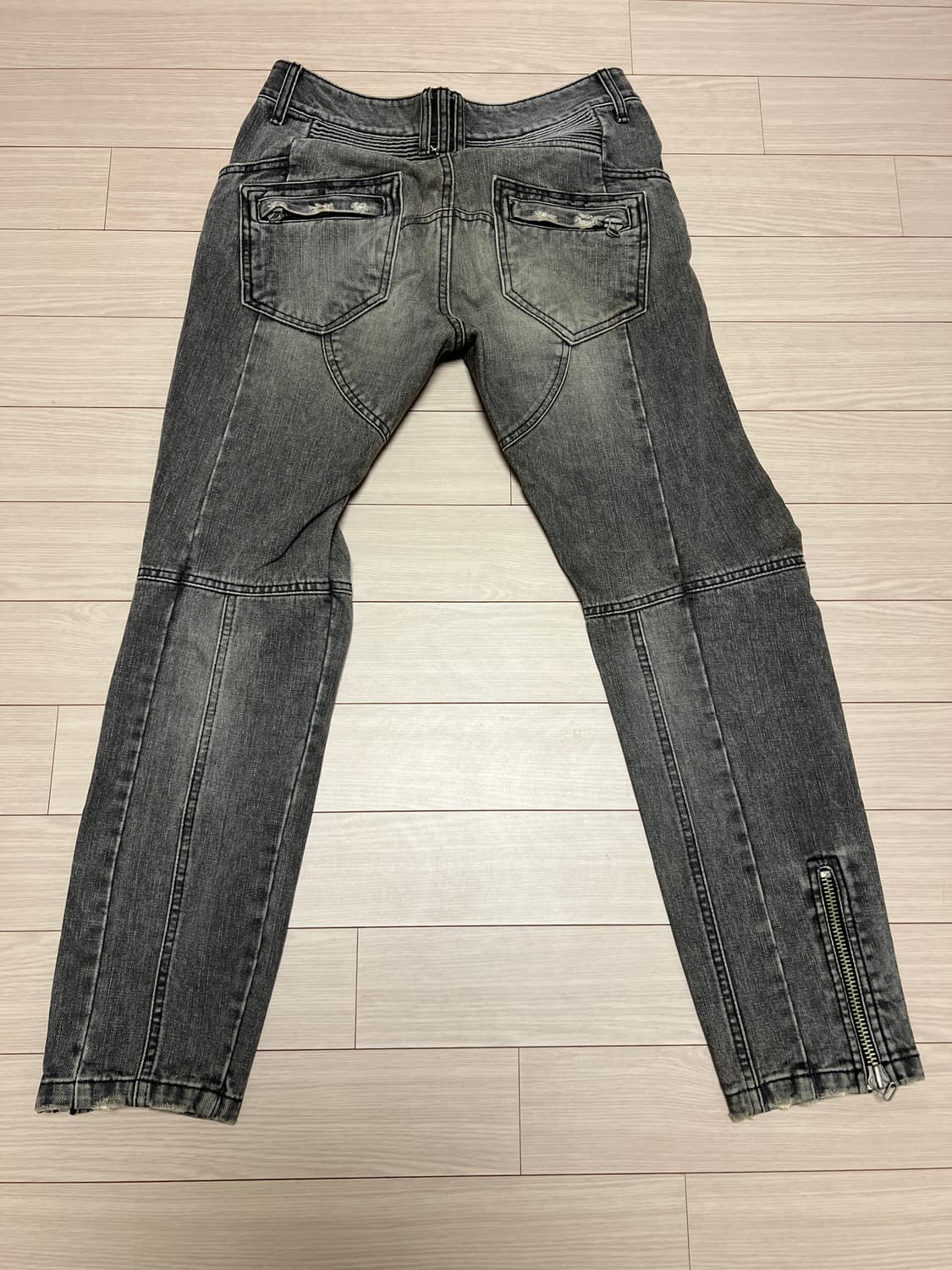 그레이 워싱 바이커 스타일 데님 팬츠 / 30사이즈 정도 상품이미지2