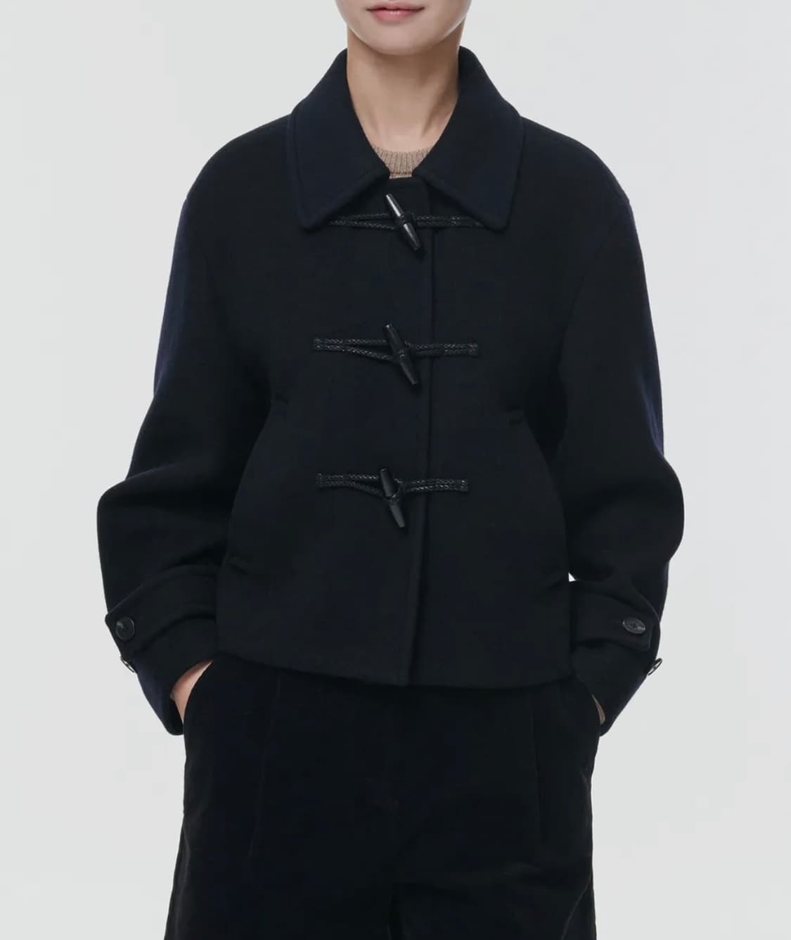 무신사 스탠다드, 우먼즈 울 브렌드 더플 쇼트 코트 (네이비) 상품이미지1