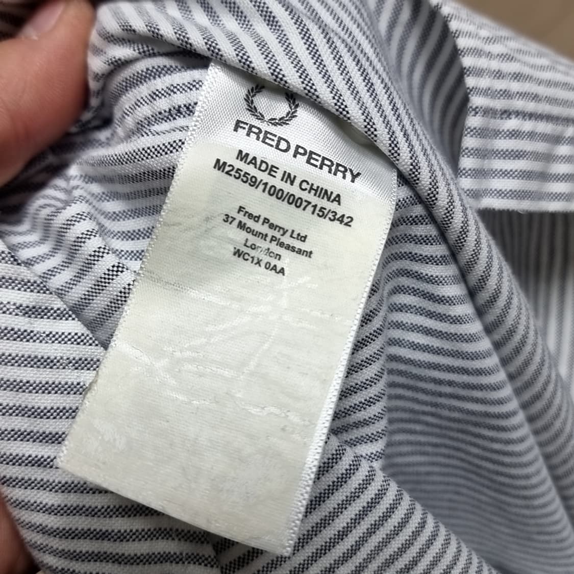 프레드페리 스트라이프 긴팔 셔츠(m) 상품이미지4
