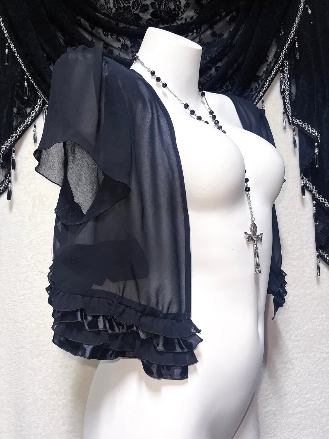 로맨틱고딕 고스로리 다크페어리 펑크 시스루 프릴 쉬폰 볼레로 가디건 핀터 상품이미지3